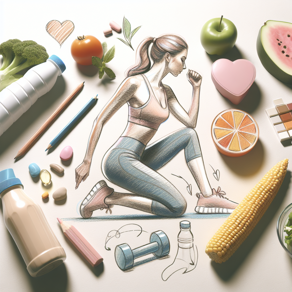 Pastelková ilustrace znázorňující téma: Fitness a cvičení