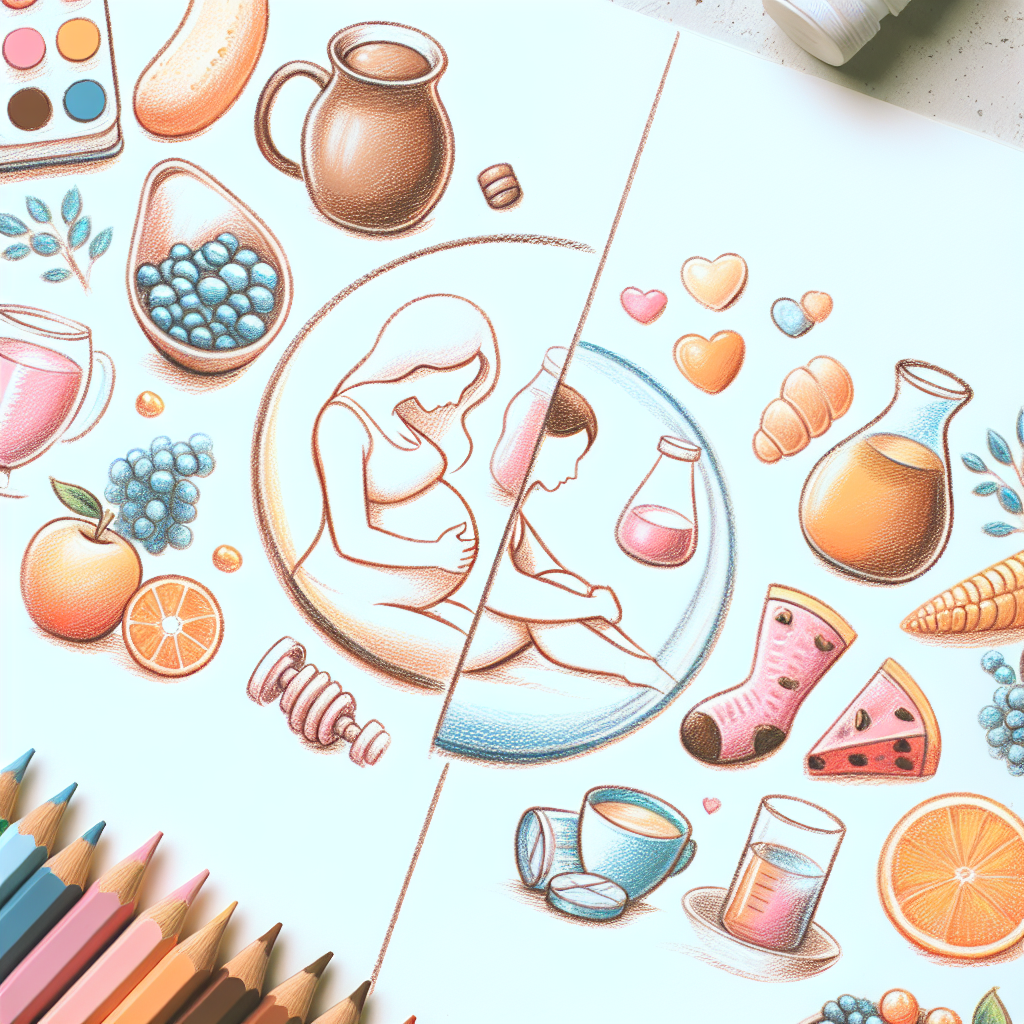 Pastelková ilustrace znázorňující téma: Těhotenství