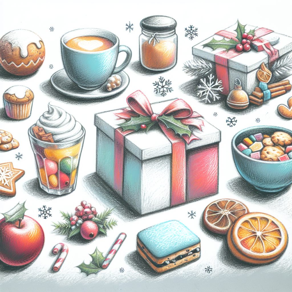Pastelková ilustrace znázorňující téma: Vánoční recepty