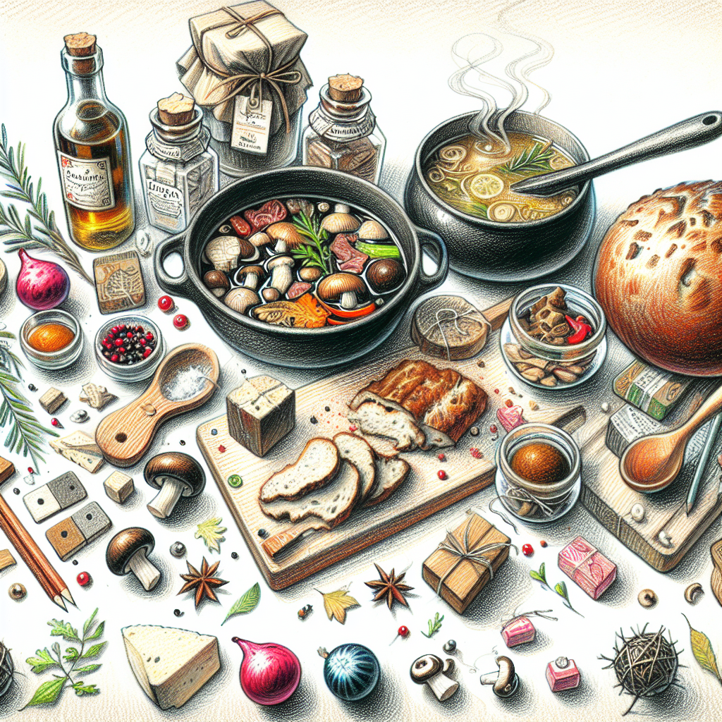 Pastelková ilustrace znázorňující téma: Vánoční jídla
