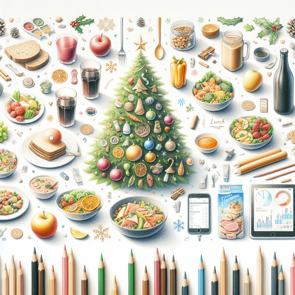 Pastelková ilustrace znázorňující téma: Vánoční pokrmy
