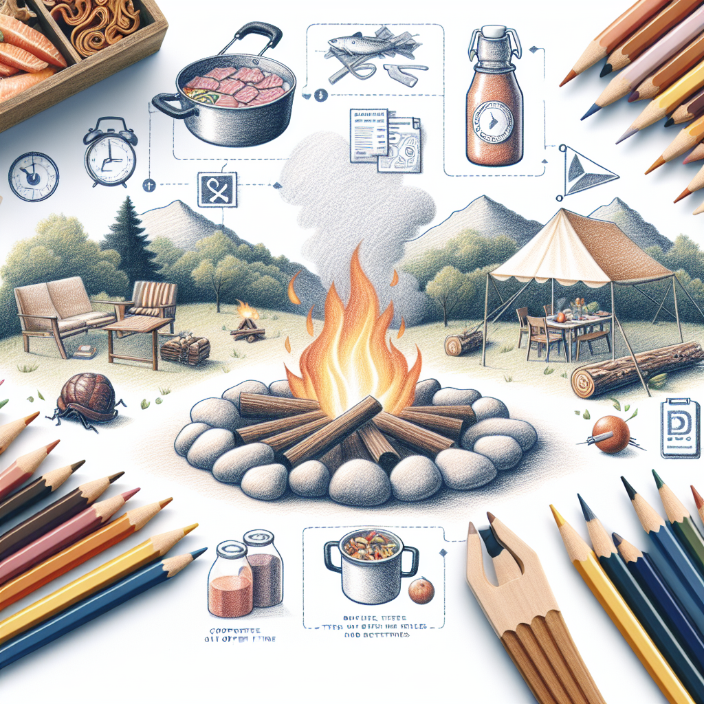 Pastelková ilustrace znázorňující téma: Vaření v přírodě