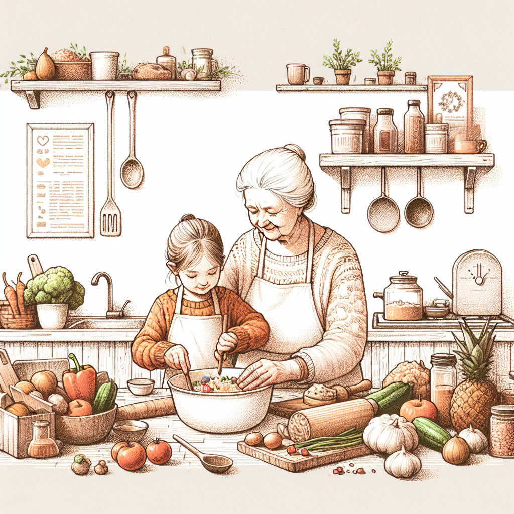 Pastelková ilustrace znázorňující téma: Vaření