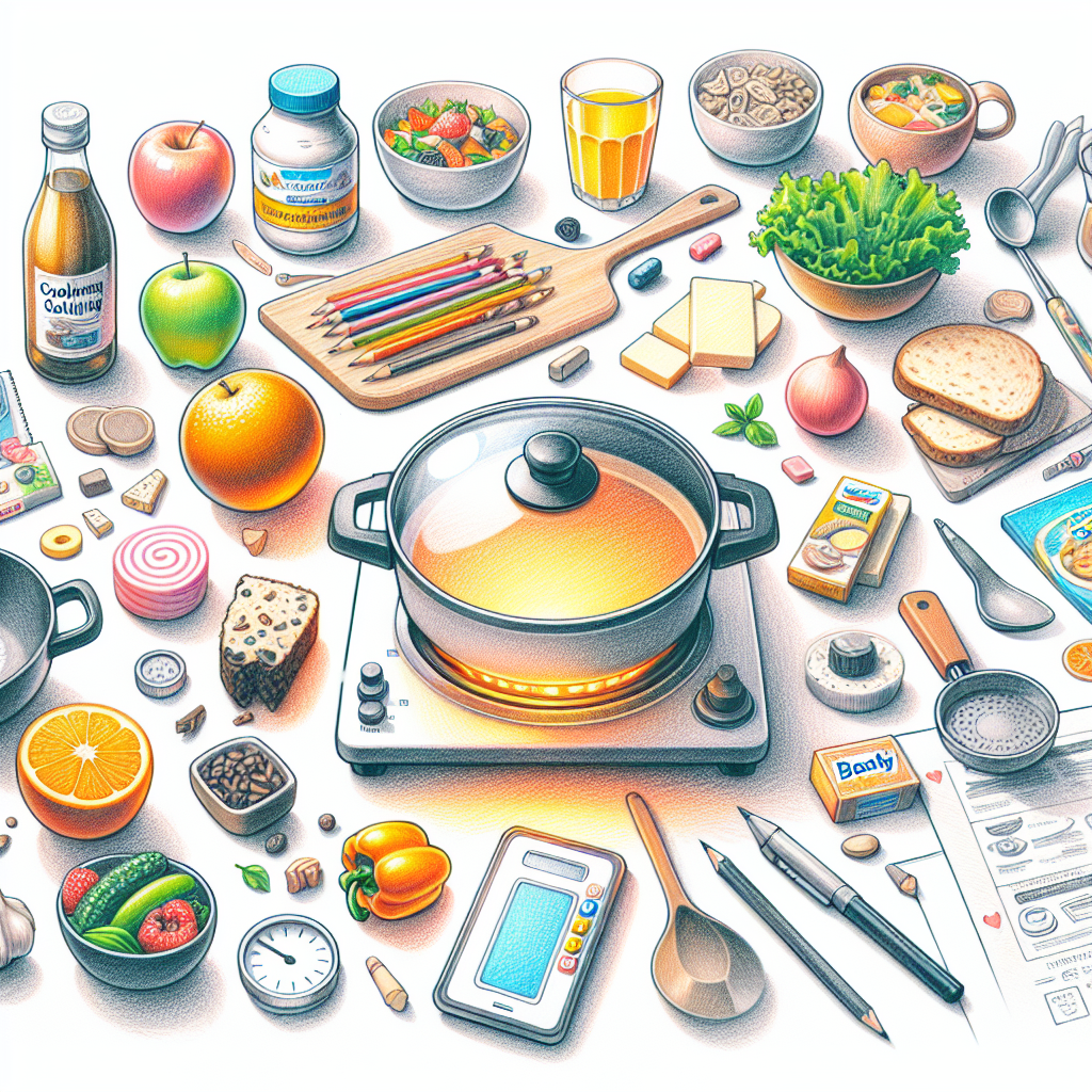 Pastelková ilustrace znázorňující téma: Zdravé vaření