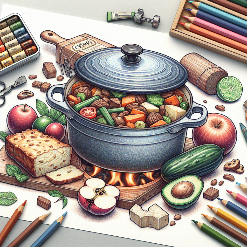 Pastelková ilustrace znázorňující téma: Vaření