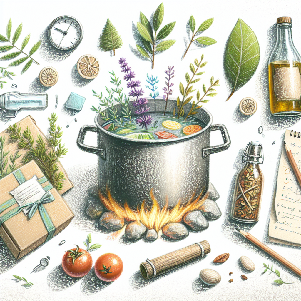 Pastelková ilustrace znázorňující téma: Vaření v přírodě