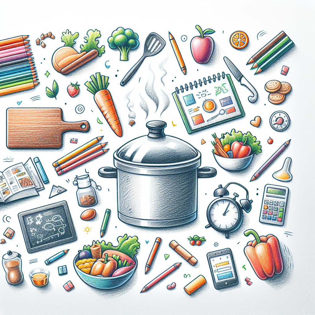 Pastelková ilustrace znázorňující téma: Vaření