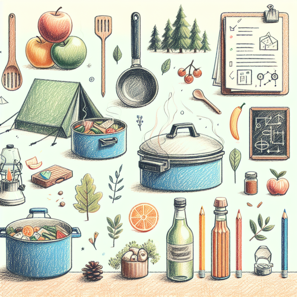 Pastelková ilustrace znázorňující téma: Vaření v přírodě