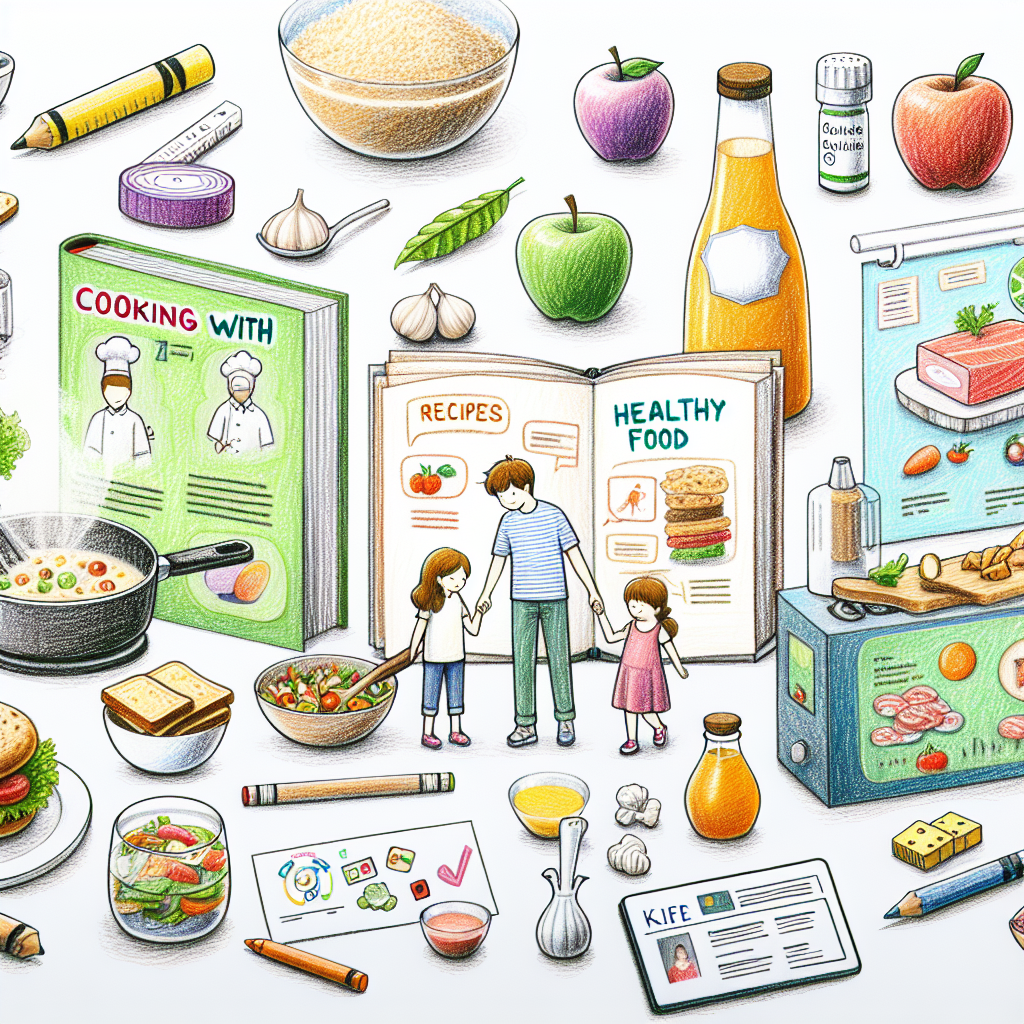 Pastelková ilustrace znázorňující téma: Vaření s dětmi