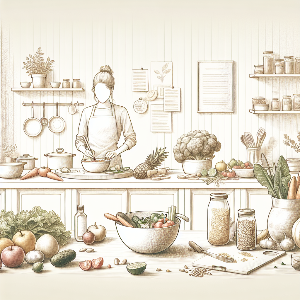 Pastelková ilustrace znázorňující téma: Zdravé vaření