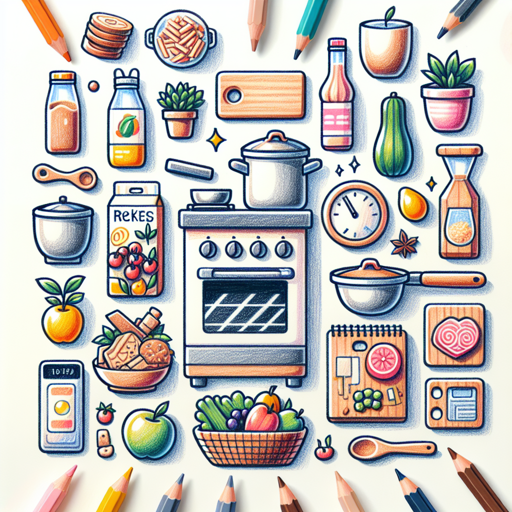 Pastelková ilustrace znázorňující téma: Vaření