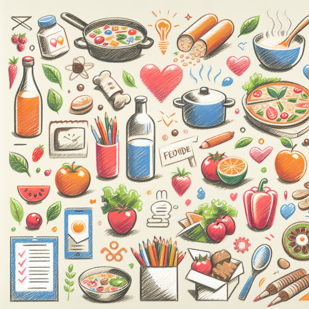 Pastelková ilustrace znázorňující téma: Vaření a zdraví