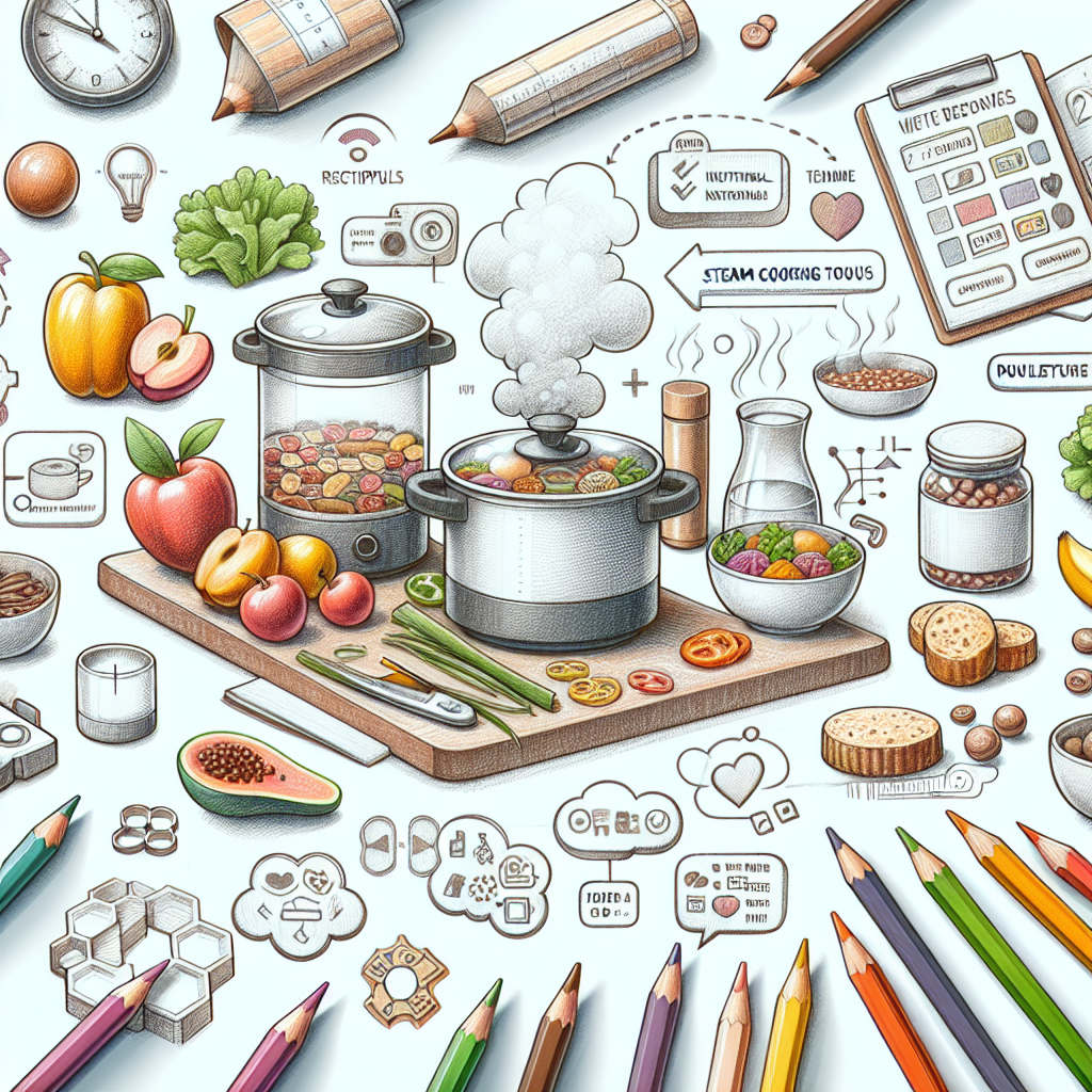 Pastelková ilustrace znázorňující téma: Zdravé vaření