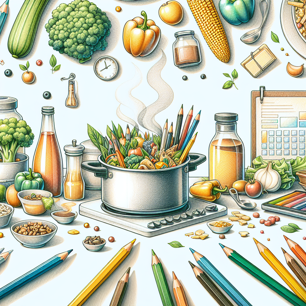Pastelková ilustrace znázorňující téma: Zdravé vaření