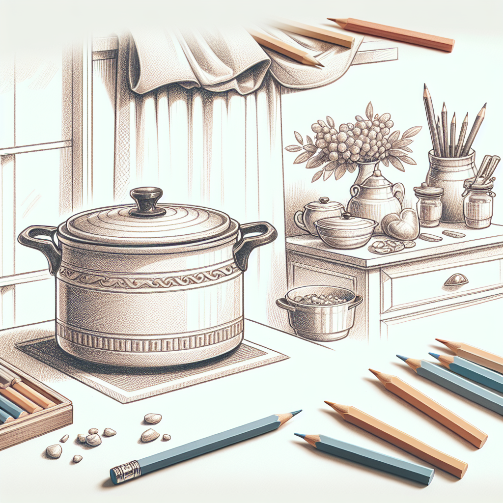 Pastelková ilustrace znázorňující téma: Vaření