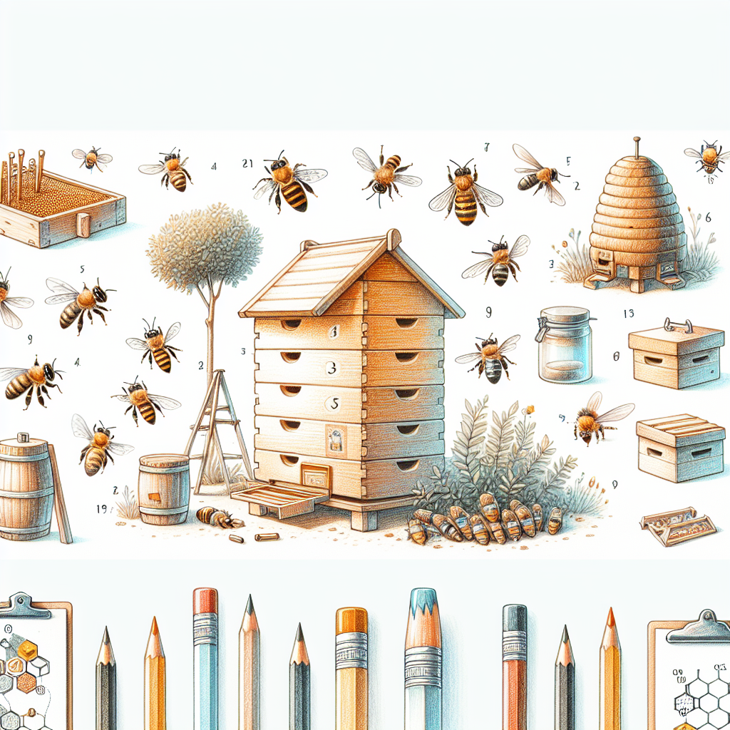 Pastelková ilustrace znázorňující téma: Včelaření