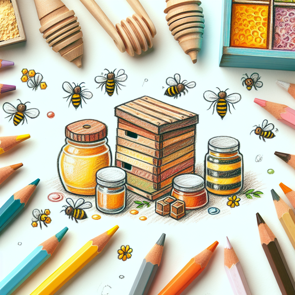 Pastelková ilustrace znázorňující téma: Včelaření