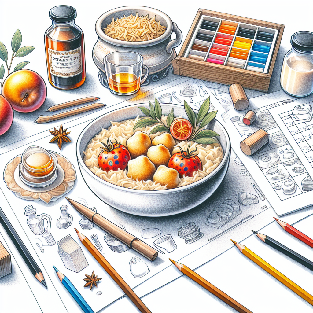 Pastelková ilustrace znázorňující téma: Recepty