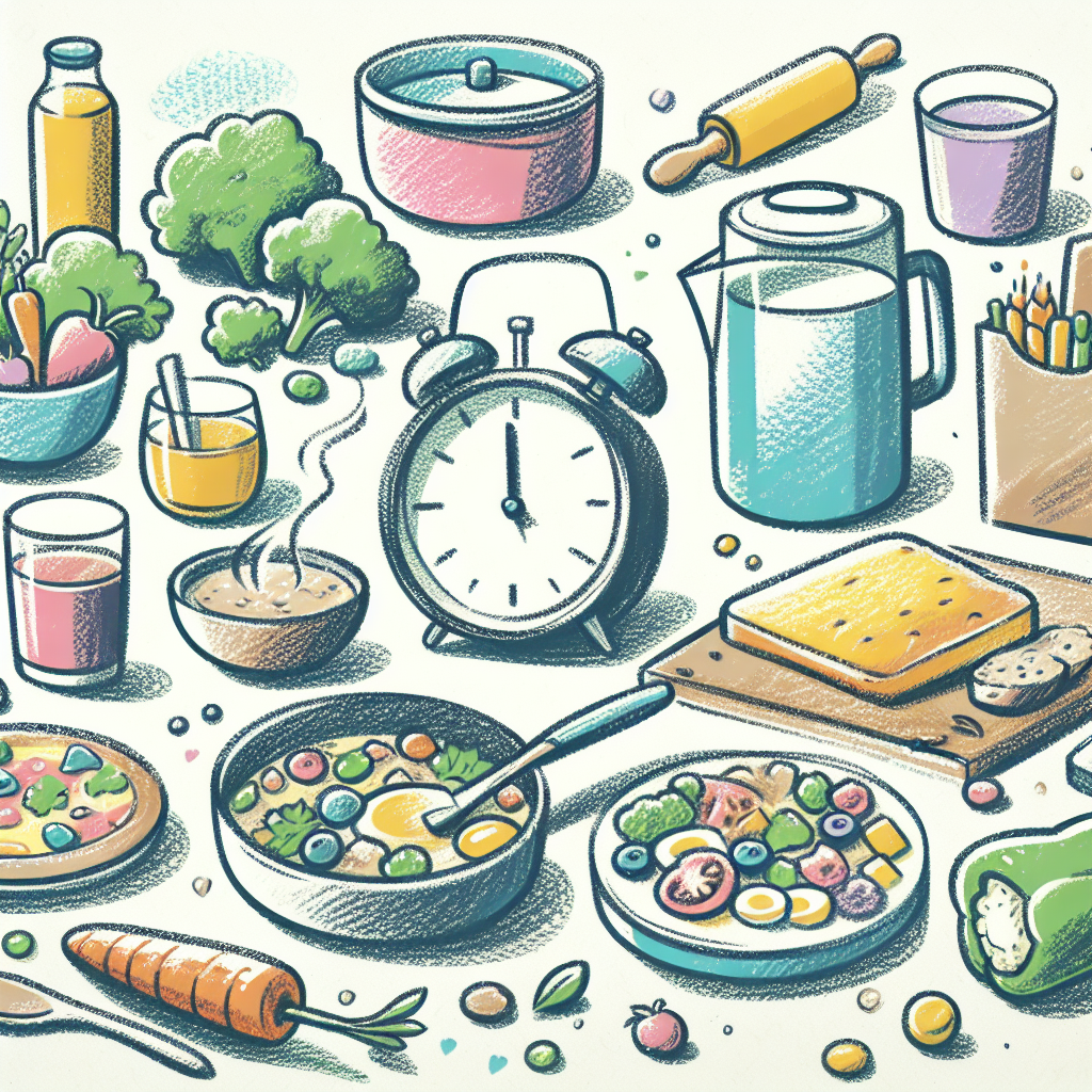 Pastelková ilustrace znázorňující téma: Rychlé vaření