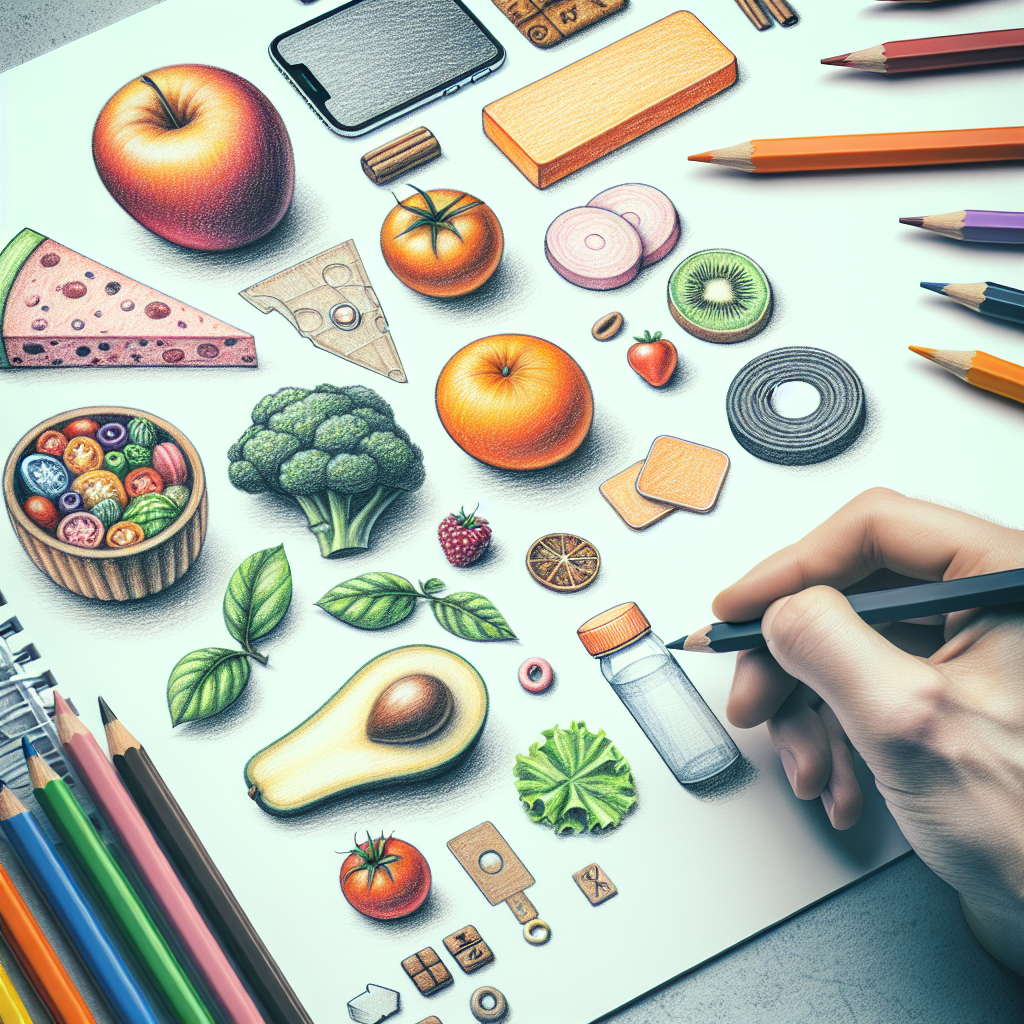 Pastelková ilustrace znázorňující téma: Diety