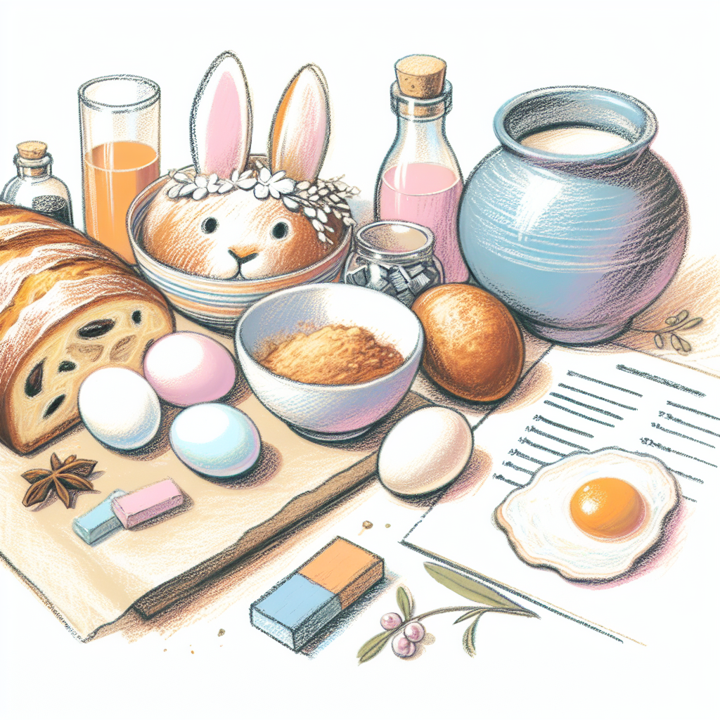Pastelková ilustrace znázorňující téma: Velikonoční recepty