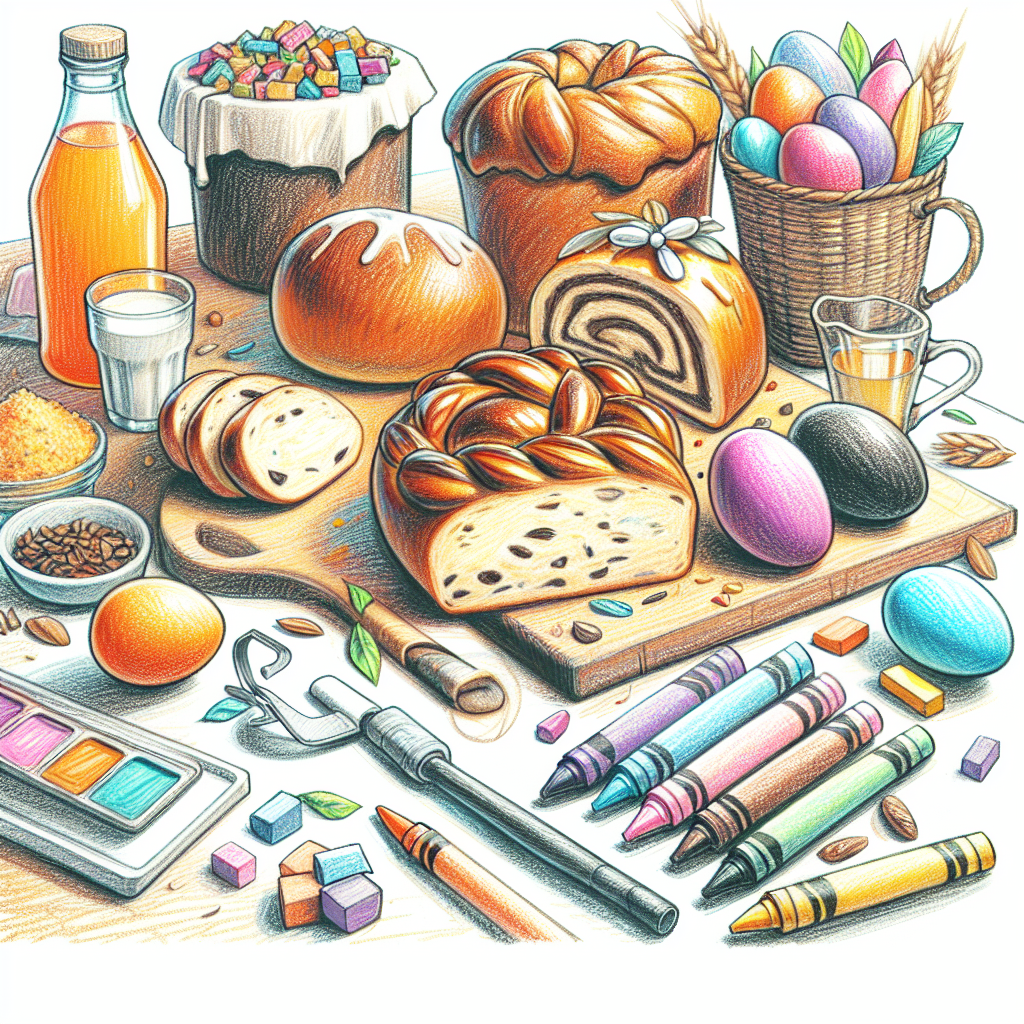 Pastelková ilustrace znázorňující téma: Tradiční pečivo