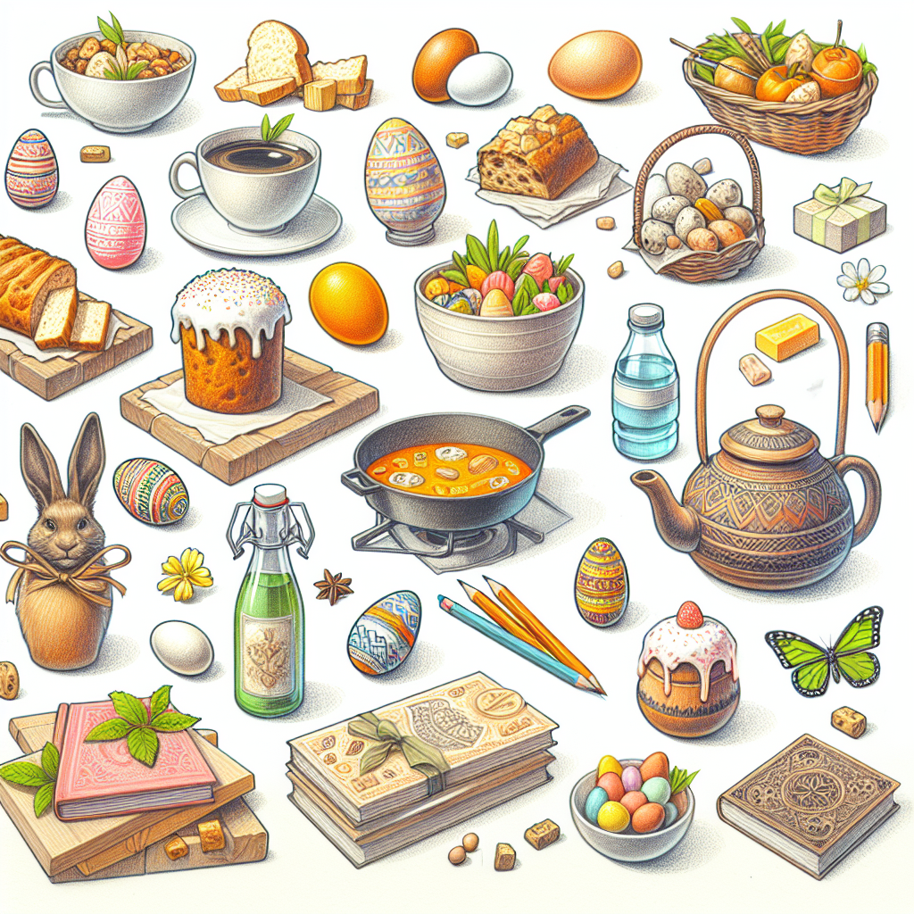 Pastelková ilustrace znázorňující téma: Velikonoční tradice