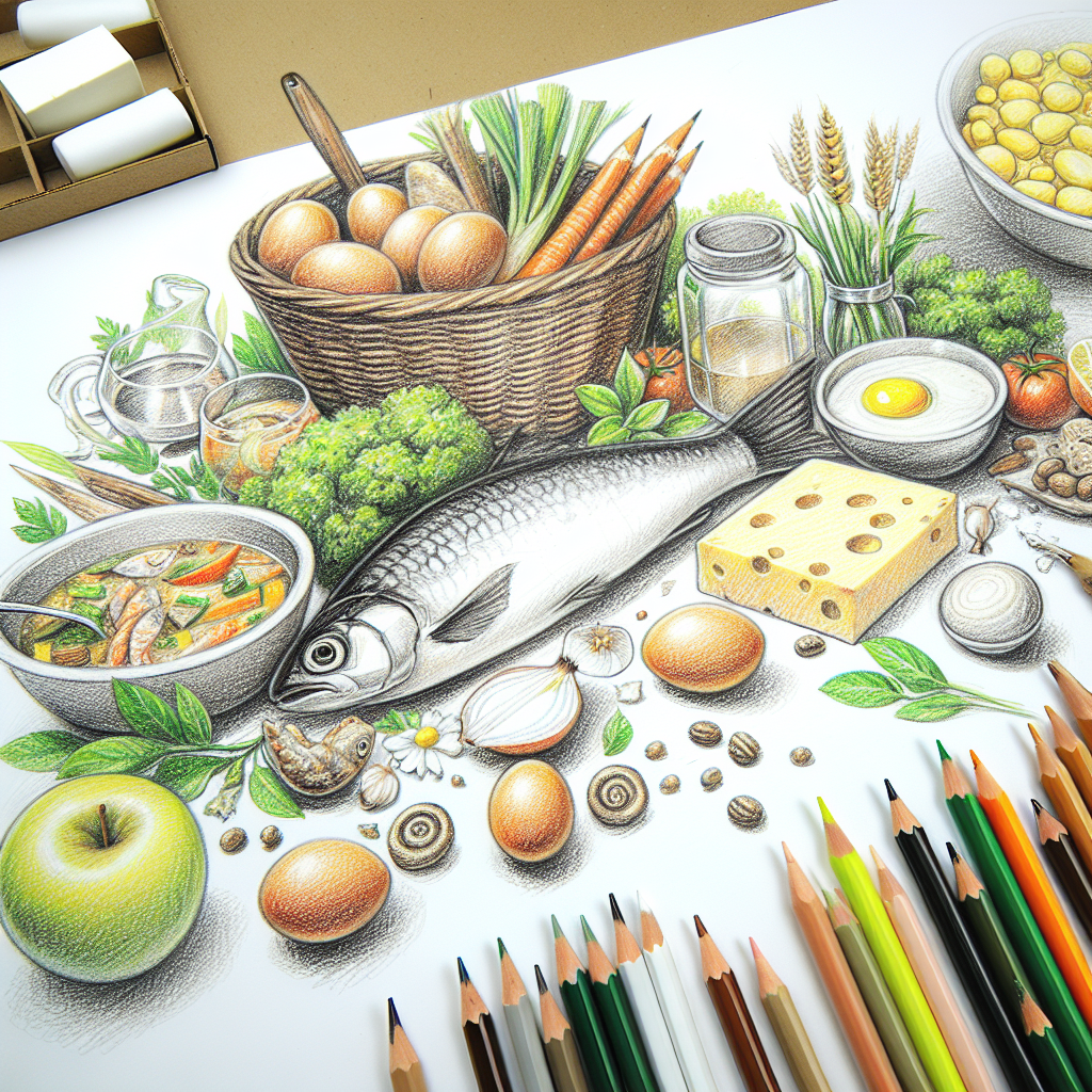 Pastelková ilustrace znázorňující téma: Vaření