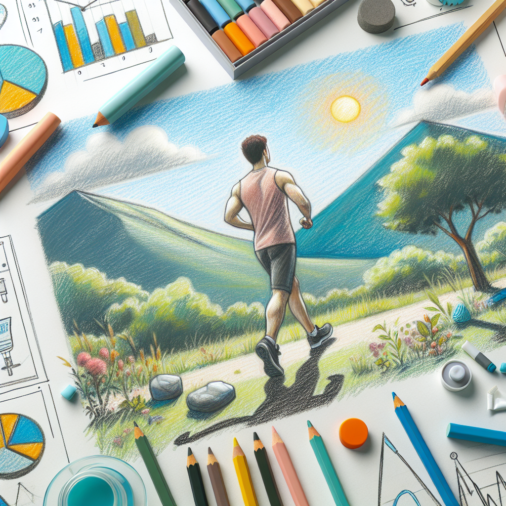 Pastelková ilustrace znázorňující téma: Venkovní aktivity