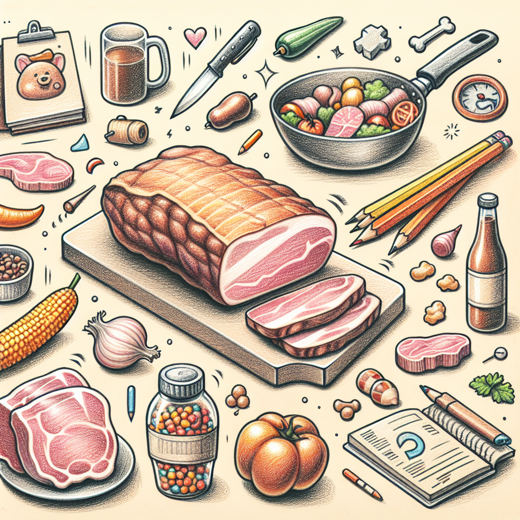 Pastelková ilustrace znázorňující téma: Masné výrobky