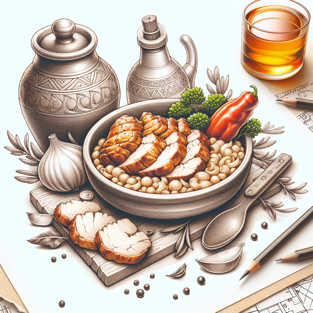 Pastelková ilustrace znázorňující téma: Česká kuchyně