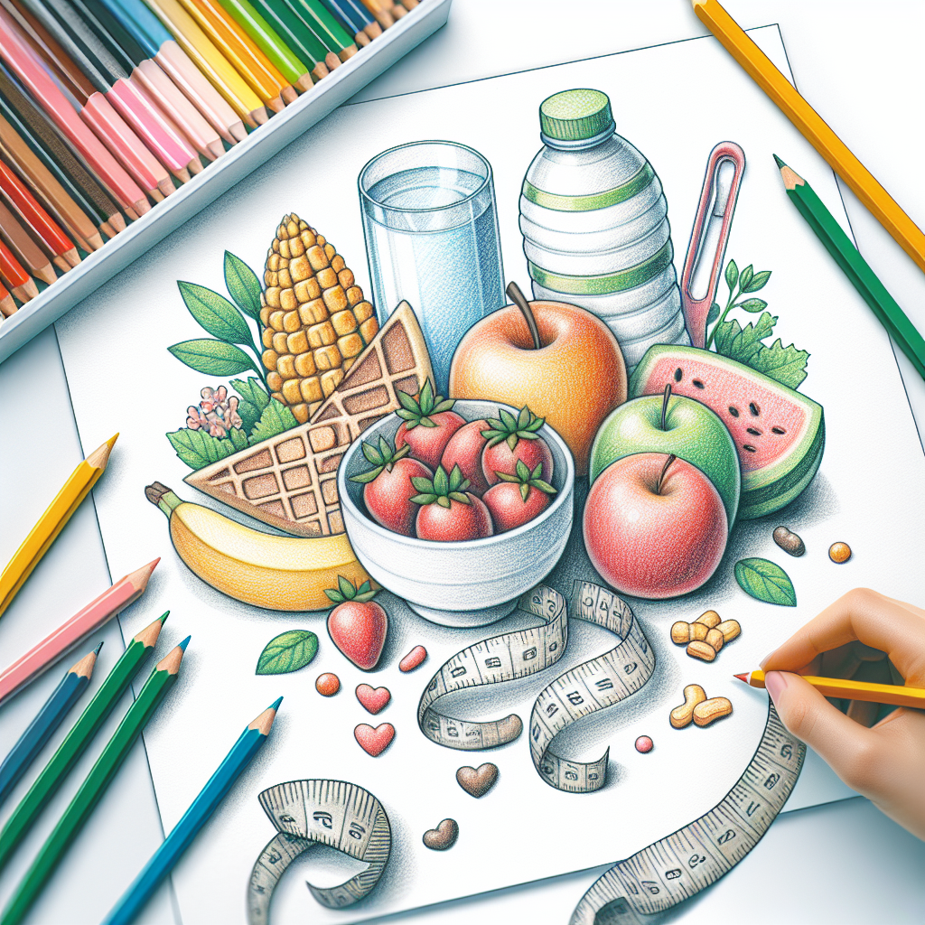 Pastelková ilustrace znázorňující téma: Diety