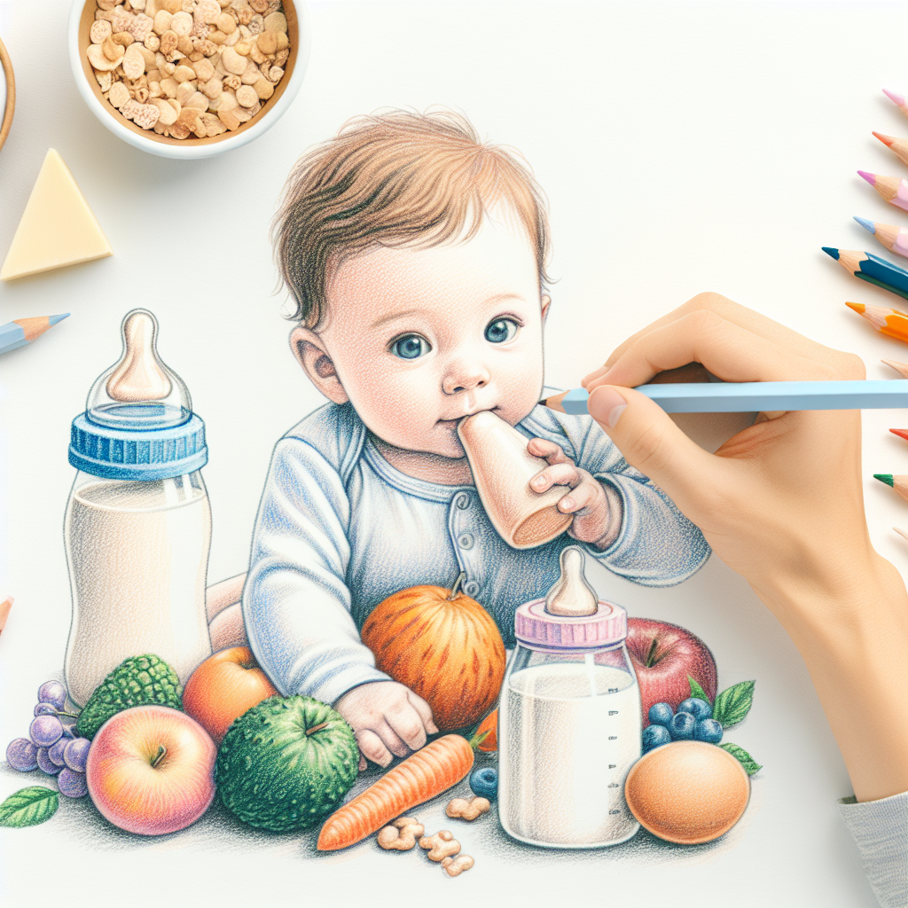 Pastelková ilustrace znázorňující téma: Dětská výživa