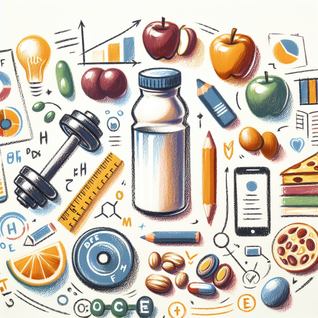 Pastelková ilustrace znázorňující téma: Výživa a fitness