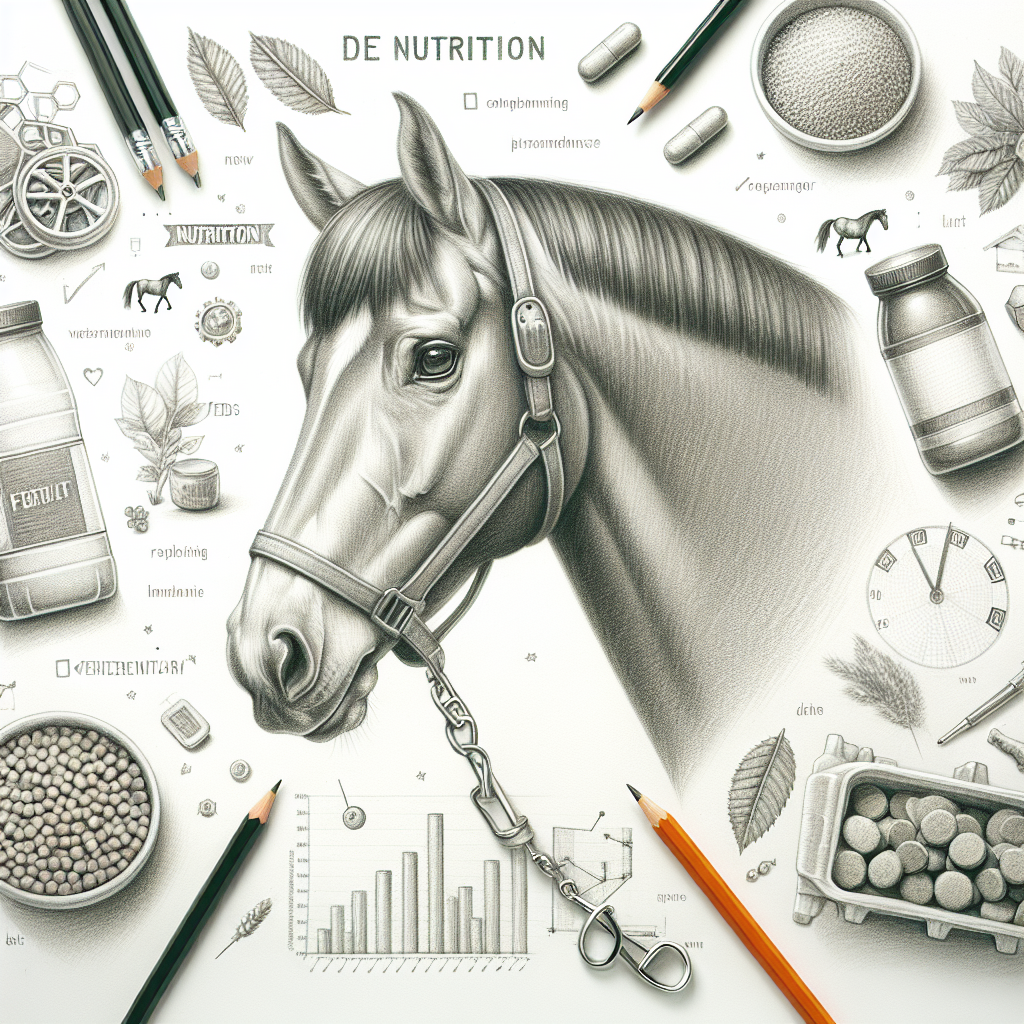Pastelková ilustrace znázorňující téma: Výživa koní