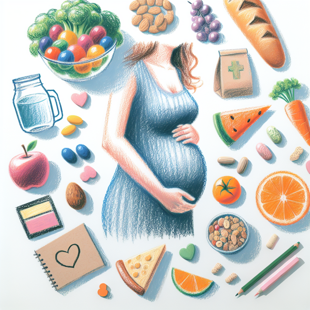 Pastelková ilustrace znázorňující téma: Těhotenství