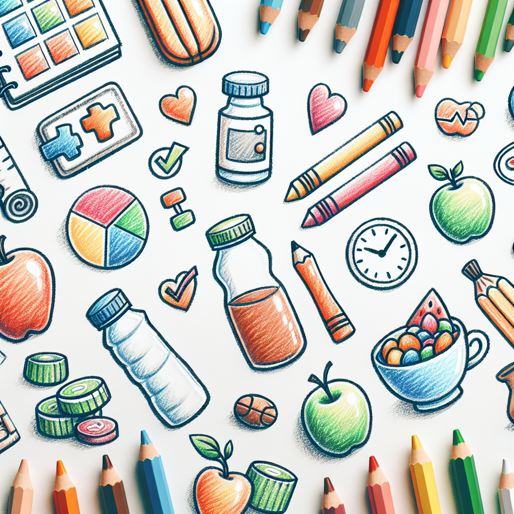 Pastelková ilustrace znázorňující téma: Zdravý životní styl