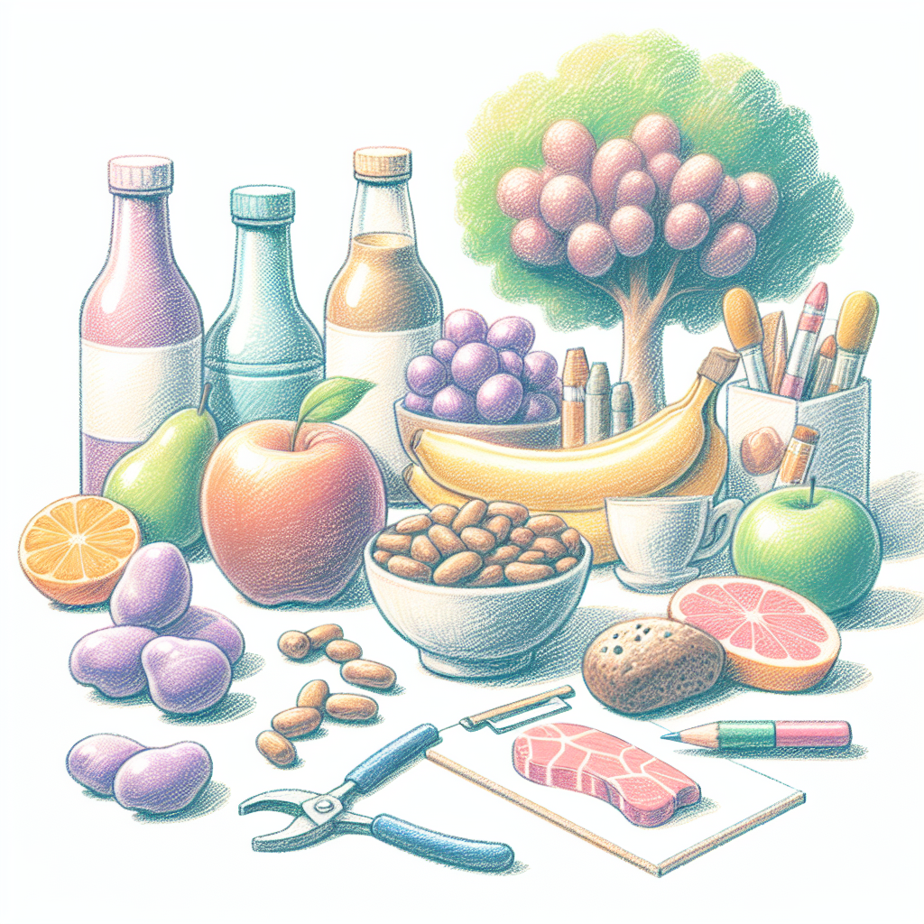 Pastelková ilustrace znázorňující téma: Zdraví a výživa