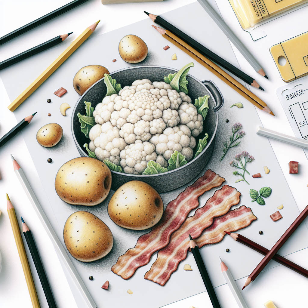 Pastelková ilustrace znázorňující téma: Zapečené pokrmy