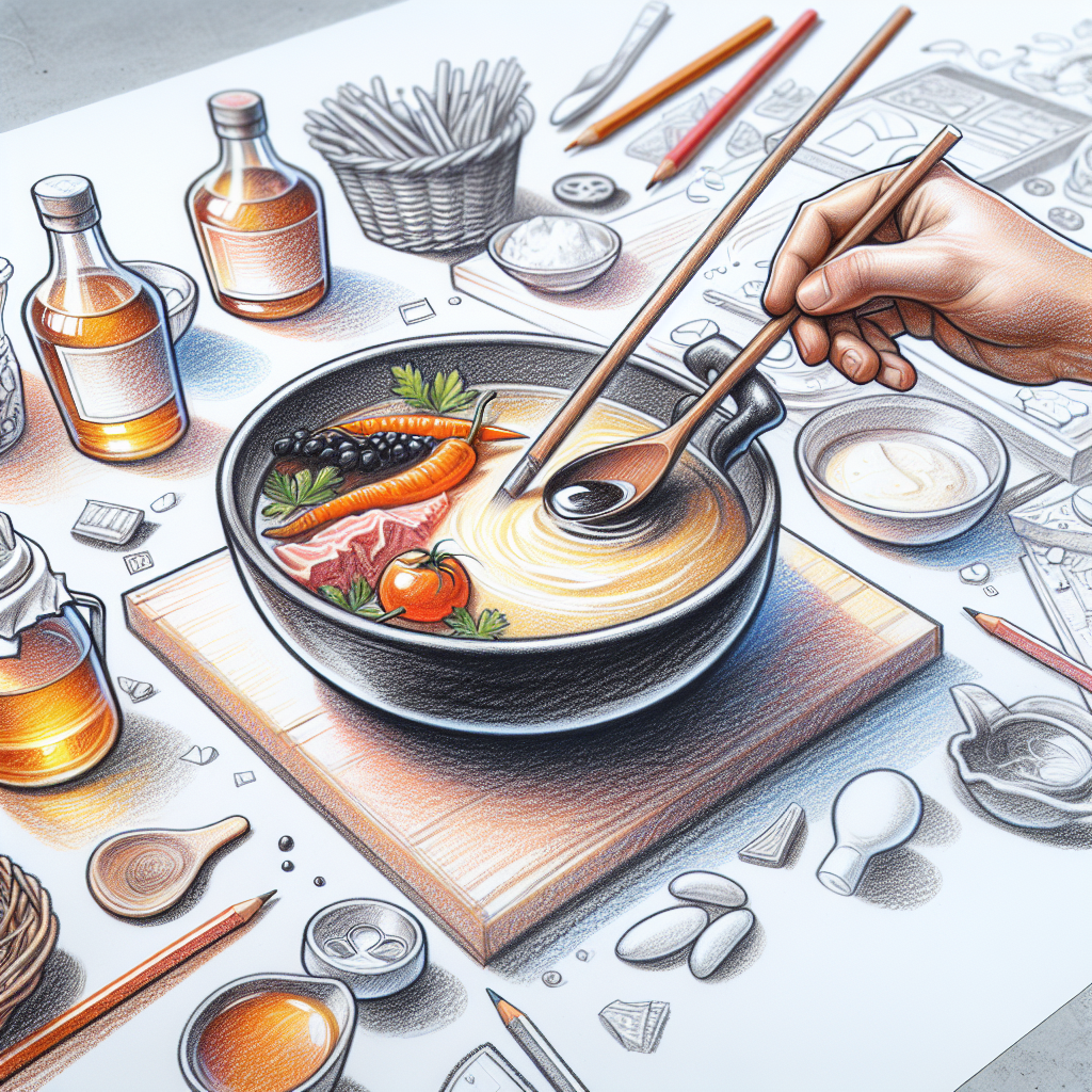 Pastelková ilustrace znázorňující téma: Česká kuchyně