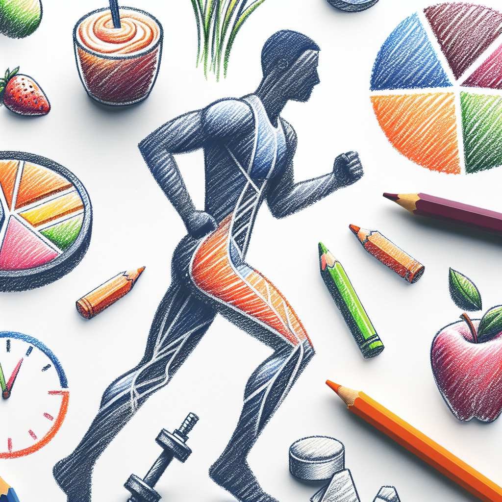 Pastelková ilustrace znázorňující téma: Diety a výživa