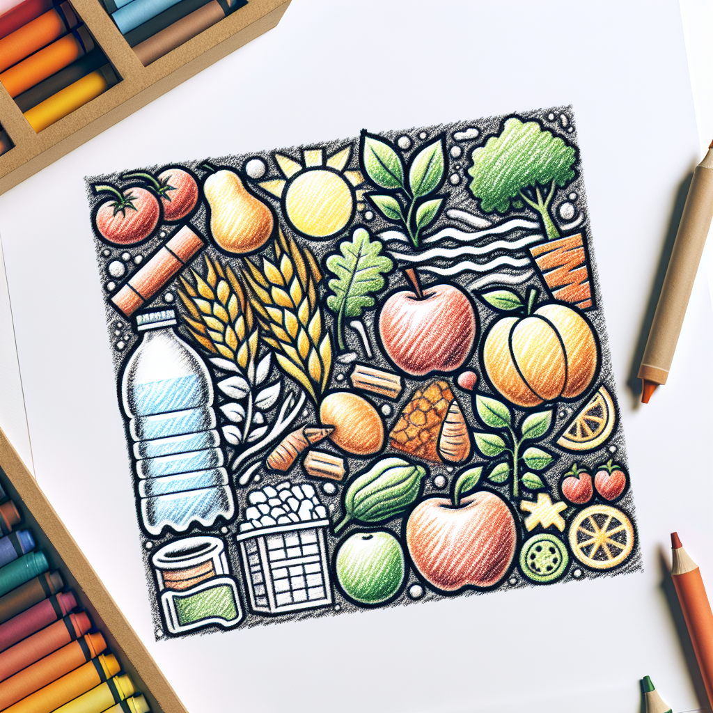 Pastelková ilustrace znázorňující téma: Zdraví a výživa