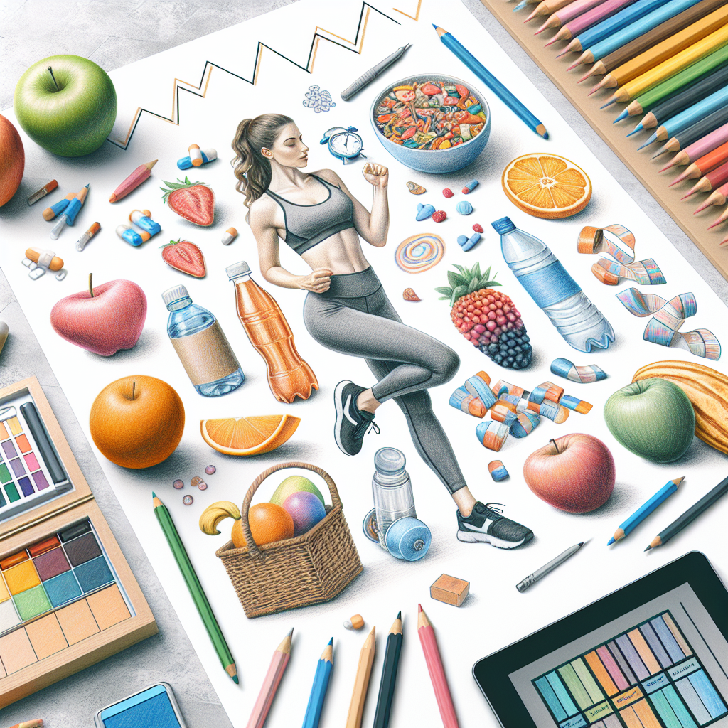 Pastelková ilustrace znázorňující téma: Zdravý životní styl
