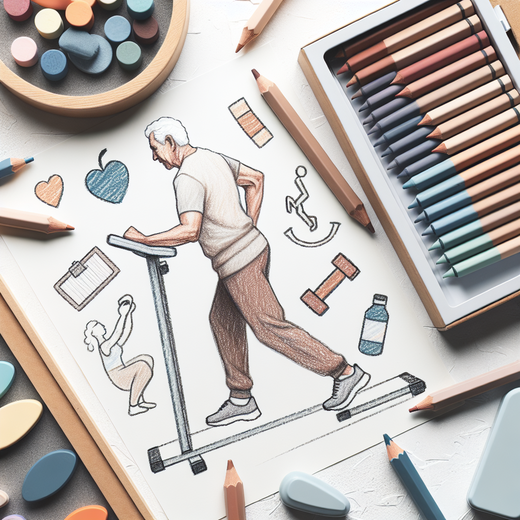 Pastelková ilustrace znázorňující téma: Zdraví a fitness