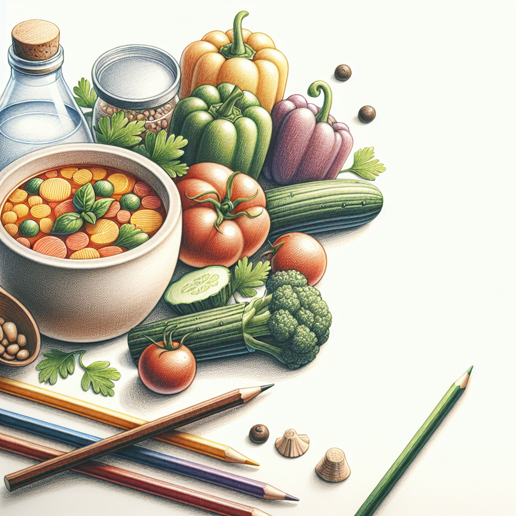 Pastelková ilustrace znázorňující téma: Kuchyně
