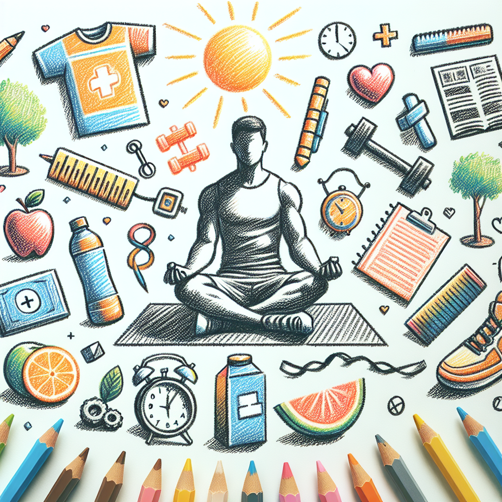 Pastelková ilustrace znázorňující téma: Zdraví a fitness