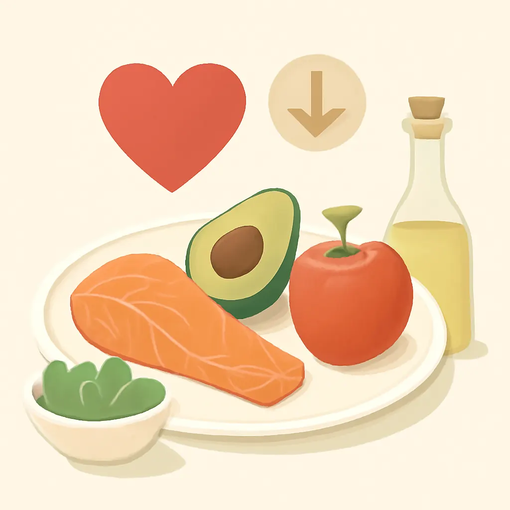 Ilustrace znázorňující téma: dieta pro snížení cholesterolu