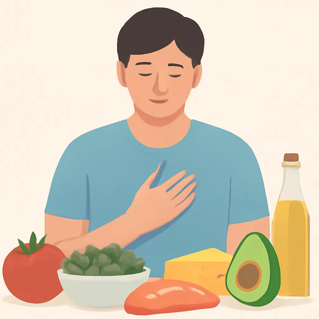Ilustrace znázorňující téma: vysoký cholesterol jídelníček