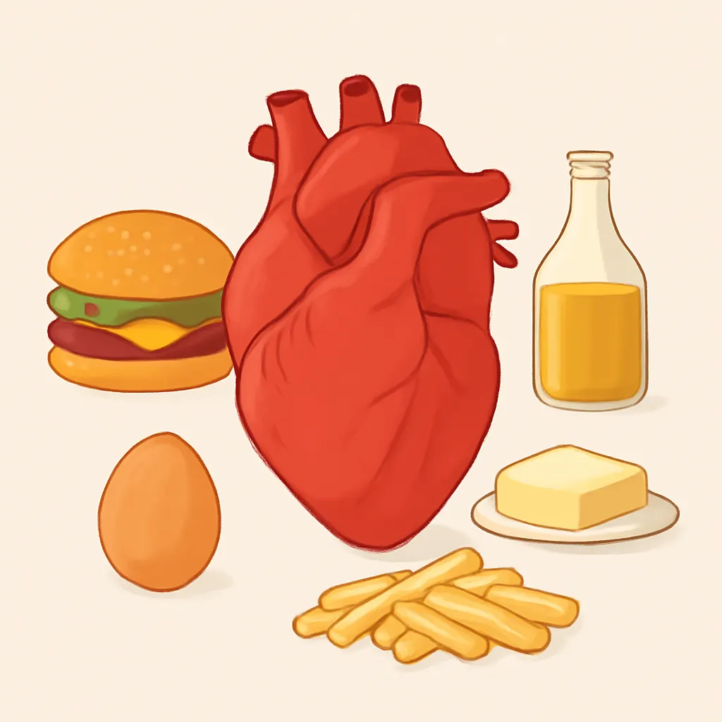 Ilustrace znázorňující téma: z čeho vzniká vysoký cholesterol